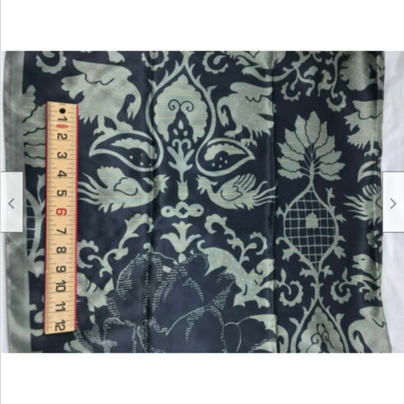 Bold Black & Silver Bird Pattern Square Scarf Vintage Sears Hair Bandana 31" - Picture 5 of 6